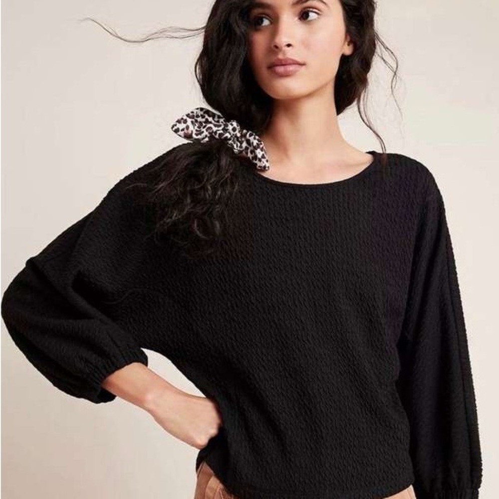 Anthropologie Arya textured top Textured Material Black XS